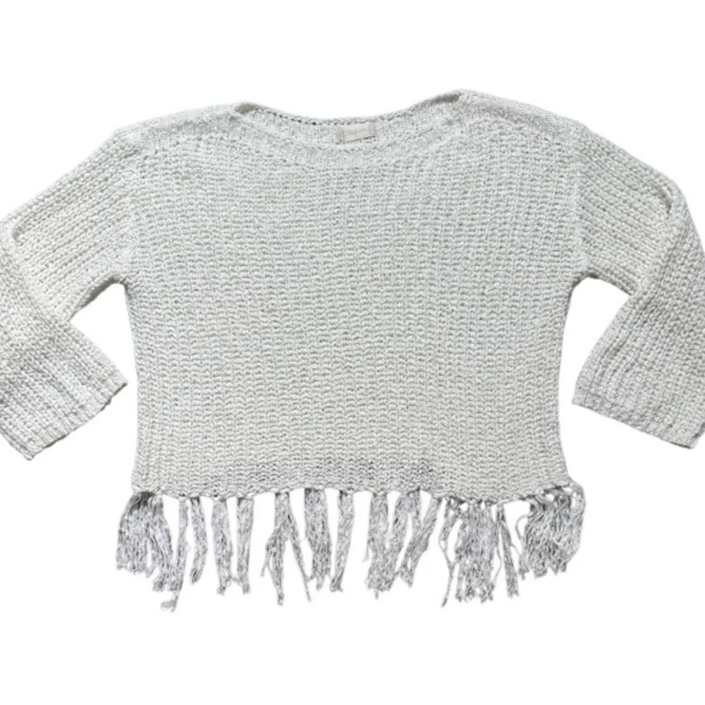 Altar'd State Open-Knit Fringe Hem Boho Coastal Western Indie Sweater Size Small